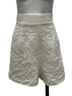White High Waisted Eyelet Shorts