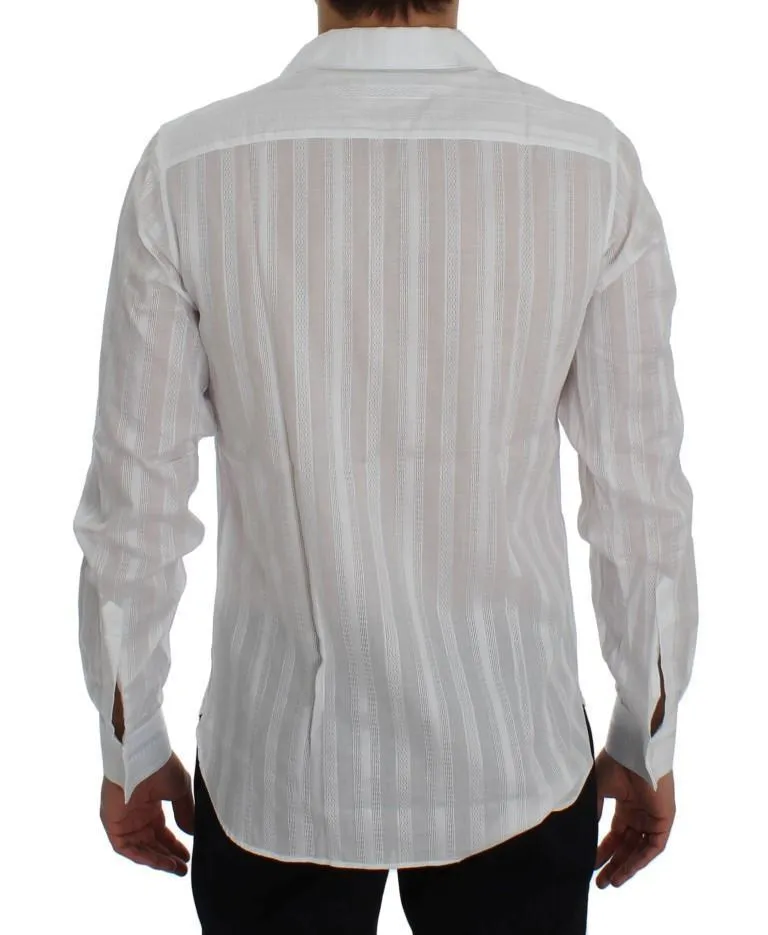 White Striped Cotton Slim GOLD Shirt