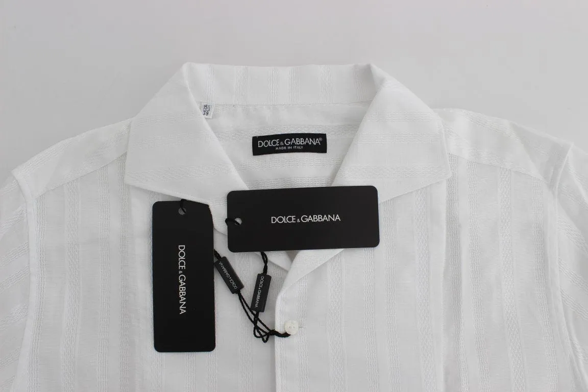 White Striped Cotton Slim GOLD Shirt