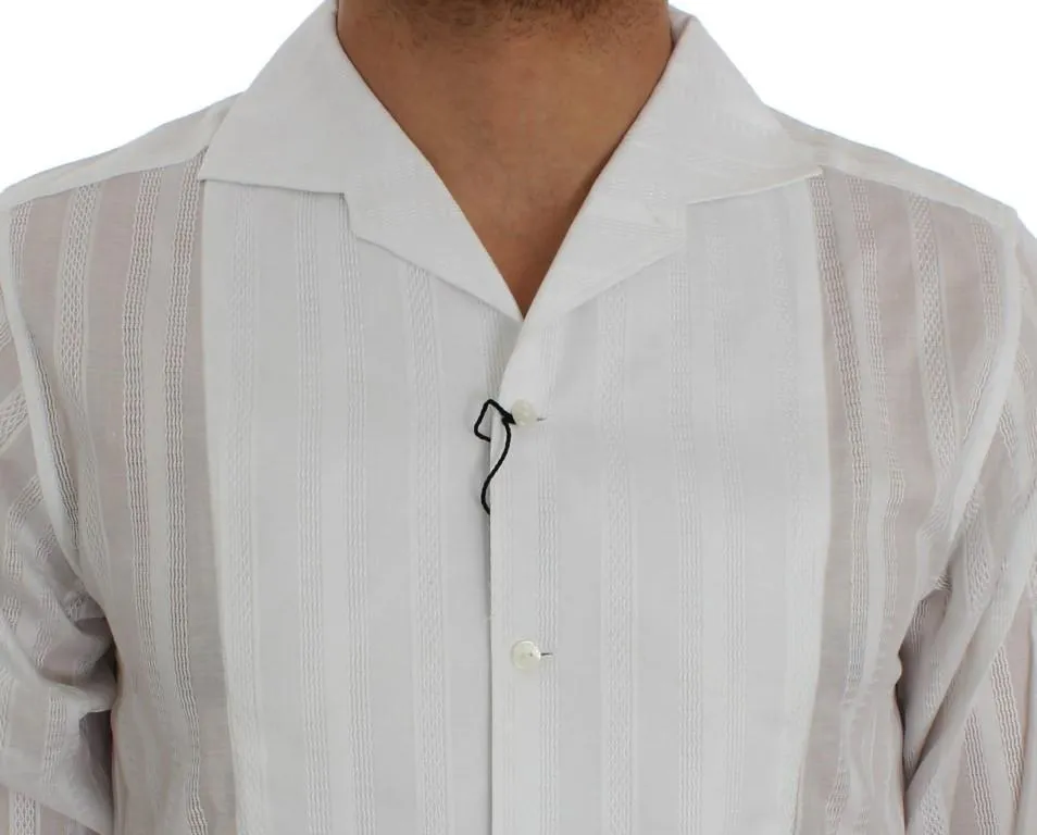 White Striped Cotton Slim GOLD Shirt