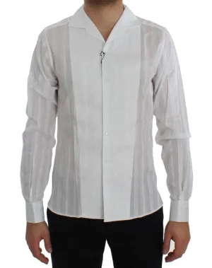 White Striped Cotton Slim GOLD Shirt