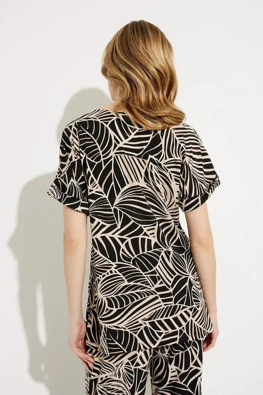 Women's Joseph Ribkoff | Lively Palm Print Top  | Black Multi