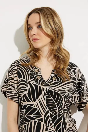 Women's Joseph Ribkoff | Lively Palm Print Top  | Black Multi