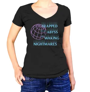 Women's Trapped in an Abyss of Waking Nightmares Vneck T-Shirt