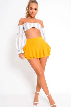 Yellow Frill High Waisted Shorts - Claudelle
