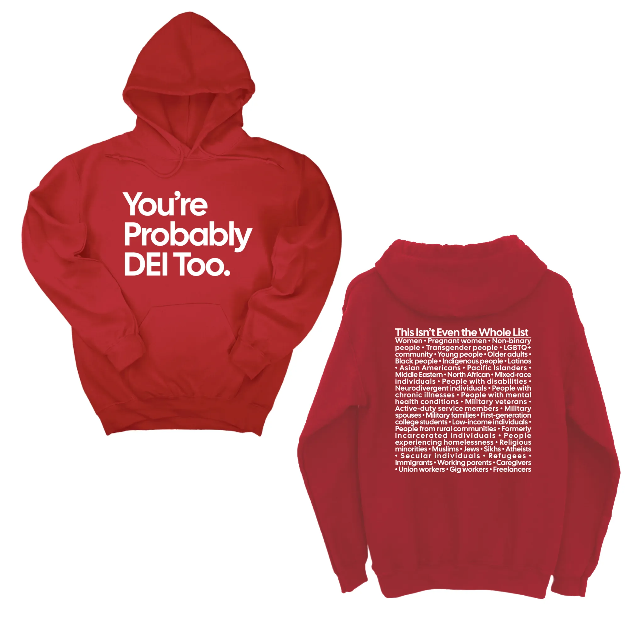 You're Probably DEI Too Unisex Hoodie (Front and Back Design Print)